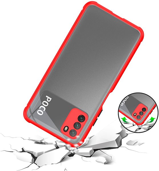 Handyhülle Hishell zweifarbige klare Hülle für Xiaomi POCO M3 rot ...