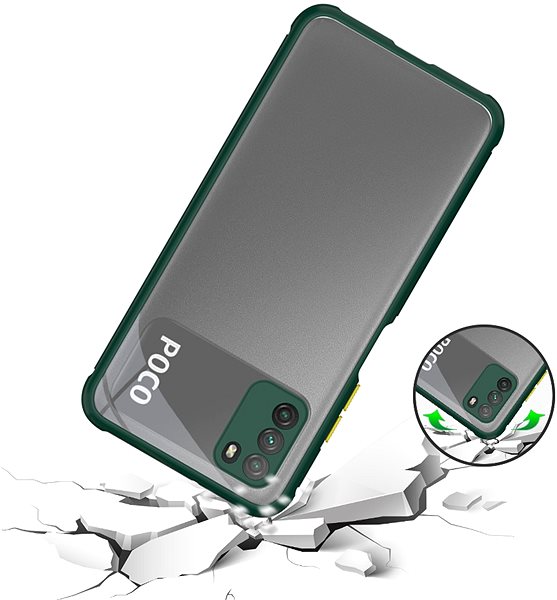 Kryt na mobil Hishell two colour clear case for Xiaomi POCO M3 green ...
