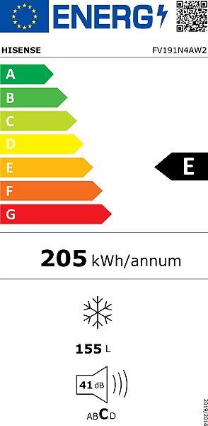 Upright Freezer HISENSE FV191N4AW2 Energy label