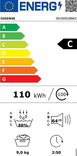 HISENSE DH3S902BW3 tumble dryer Energy label