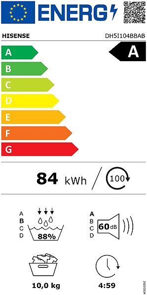 Clothes Dryer HISENSE DH5I104BBAB Energy label