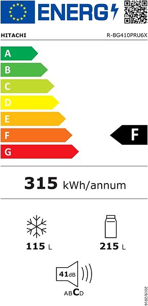 Refrigerator HITACHI R-BG410PRU6X (GS) Energy label