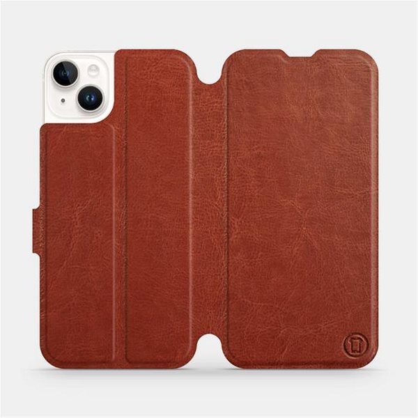 Pouzdro na mobil Mobiwear flip pro Apple iPhone 14 Plus - Brown&Orange ...