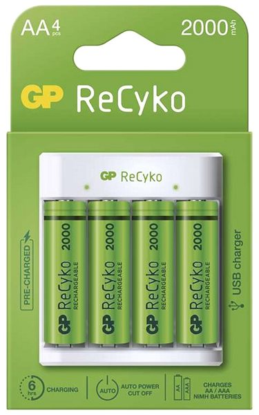 Batterieladegerät GP Eco E411 + 4 × AA ReCyko 2000 ...