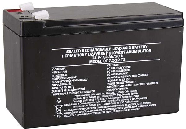 Batéria pre záložný zdroj EMOS Bezúdržbový olovený akumulátor 12 V/7,2 Ah, faston 6,3 mm ...