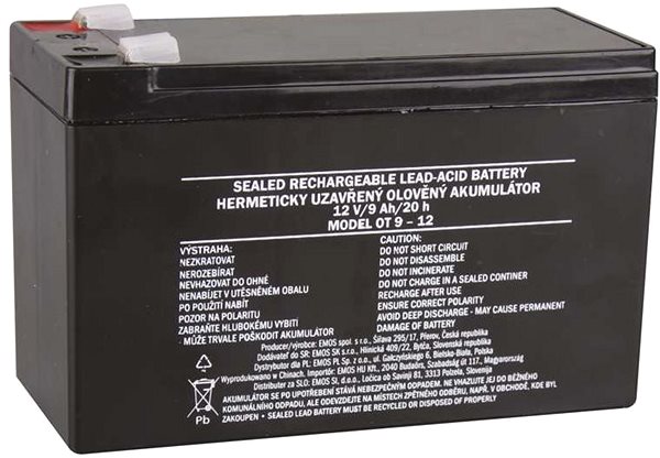 Batéria pre záložný zdroj EMOS Bezúdržbový olovený akumulátor 12 V/9 Ah, faston 6,3 mm ...