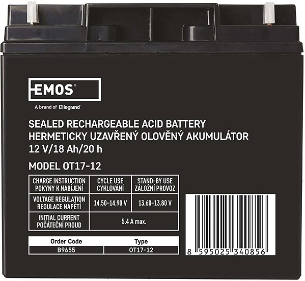 USV Batterie EMOS Wartungsfreier Bleiakku 12 Volt / 18 Ah ...