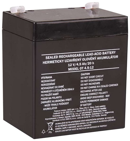 Batéria pre záložný zdroj EMOS Bezúdržbový olovený akumulátor 12 V/4,5 Ah, faston 4,7 mm ...