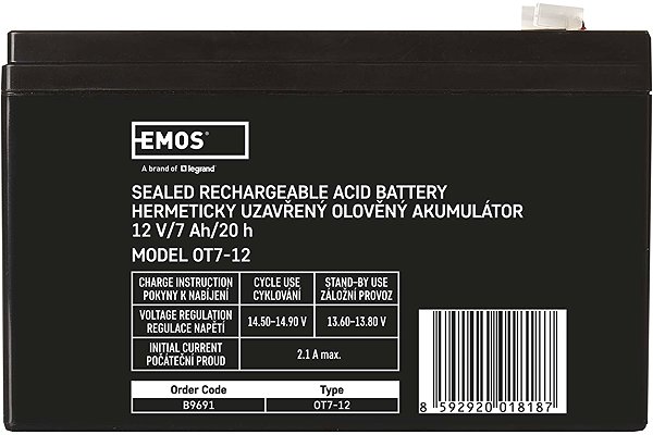USV Batterie EMOS Wartungsfreier Blei-Säure-Akku 12 V / 7 Ah - Faston 4,7 mm ...