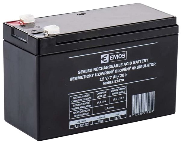 Batéria pre záložný zdroj EMOS Bezúdržbový olovený akumulátor 12 V/7 Ah, faston 4,7 mm ...