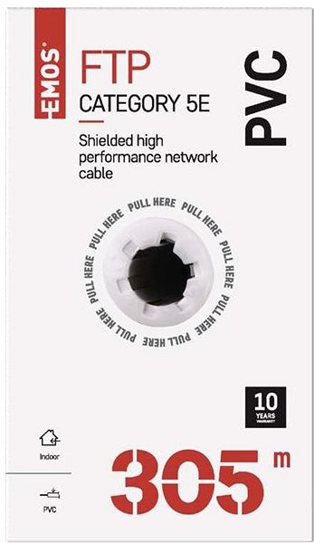 Sieťový kábel EMOS Dátový kábel FTP 5E, 305 m Obal/škatuľka