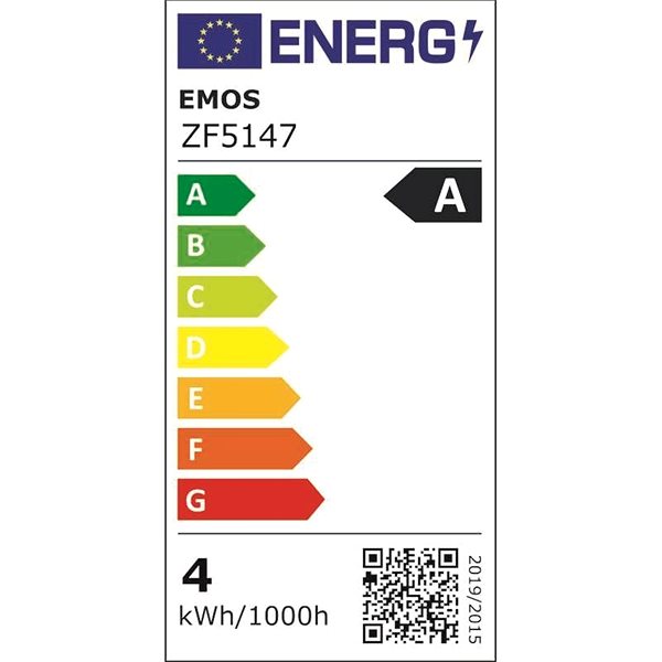 LED žiarovka EMOS Filament A60 / E27 / 3,8 W (60 W) / 806 lm / teplá biela Energetický štítok