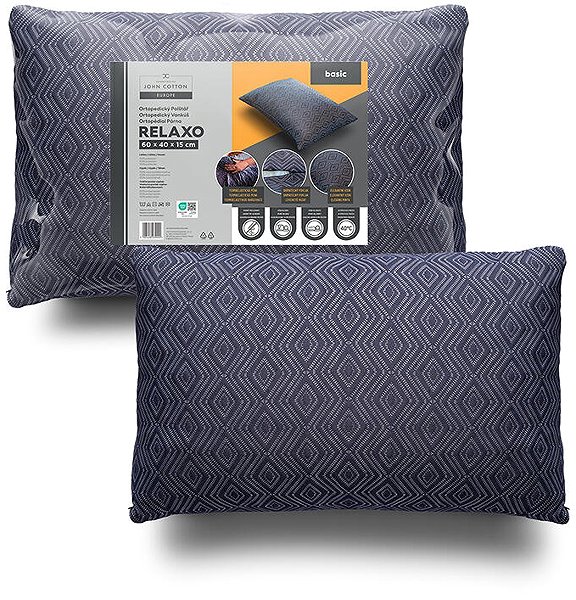 Anatomical pillow John Cotton Relaxo orthopedic pillow 40 × 60 cm blue .