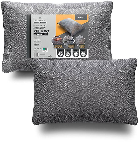 Anatomical pillow John Cotton Relaxo orthopaedic pillow 40 × 60 cm grey .