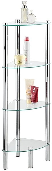 Shelving Unit WENKO Corner bathroom shelf YAGO, glass - 4 levels ...