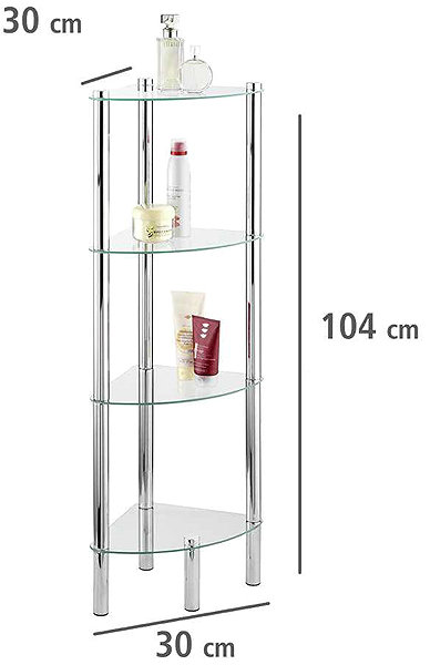 Shelving Unit WENKO Corner bathroom shelf YAGO, glass - 4 levels ...
