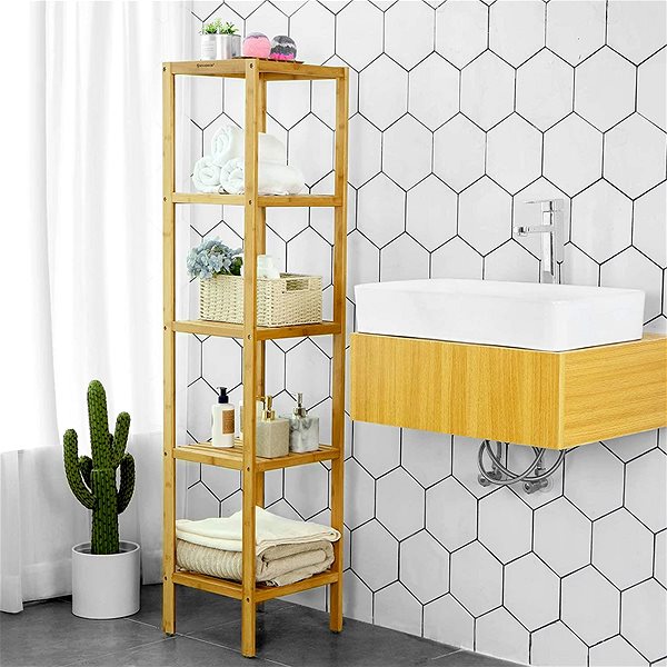 Shelving Unit TEXTILOMANIA Bamboo shelf BACO 146 x 33 x 33 cm ...