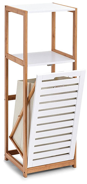 Shelving Unit ZELLER Bathroom shelf with laundry basket, bamboo ...