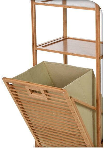Shelving Unit BATHROOM SOLUTIONS Bamboo shelf for bathroom, 40 × 30 × 95 cm ...