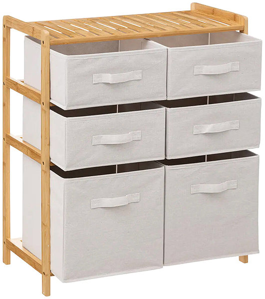 Shelving Unit 5FIVE SIMPLY SMART Bamboo shelf TIDY with textile baskets, 78,5 cm ...