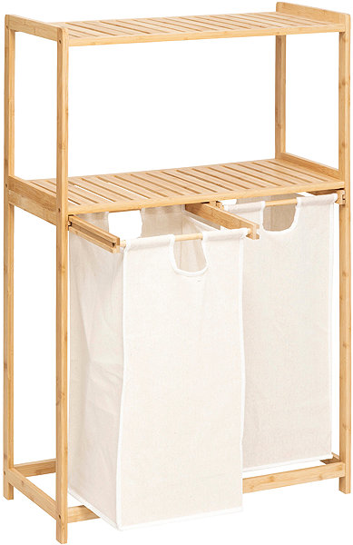 Shelving Unit 5FIVE SIMPLY SMART Bamboo shelf with laundry basket TIDY BOX, 72 × 33 × 109 cm ...