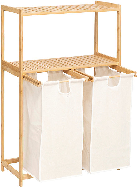 Shelving Unit 5FIVE SIMPLY SMART Bamboo shelf with laundry basket TIDY BOX, 72 × 33 × 109 cm ...