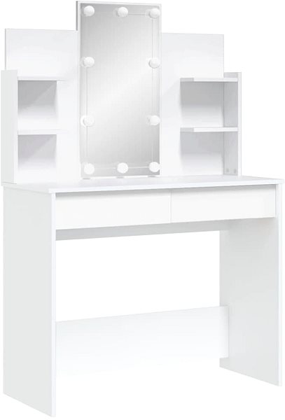 Toaletný stolík Shumee Toaletný stolík s LED osvetlením biely 96 × 40 × 142 cm ...