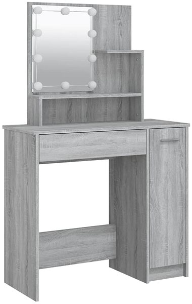 Toaletný stolík Shumee Toaletný stolík s LED sivý sonoma 86,5 × 35 × 136 cm ...