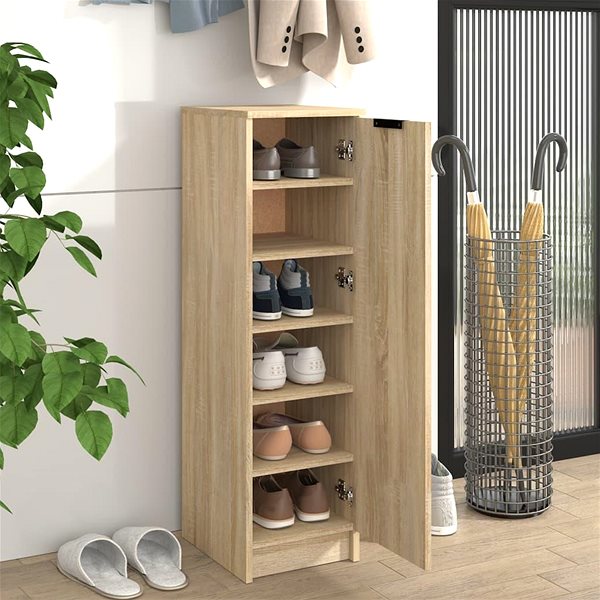Shoe Rack Sonoma oak 30 × 35 × 100 cm composite wood ...