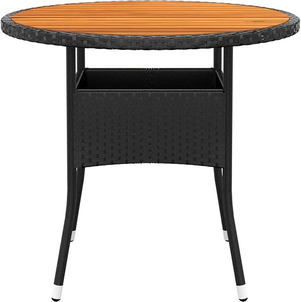 Záhradný stôl Shumee Záhradný stôl 80 × 75 cm akáciové drevo a polyratan čierny ...