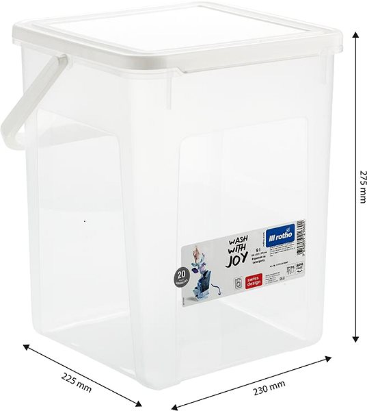 Úložný box ROTHO Detergent box na prací prášok 5 kg, 9 l transparentný ...