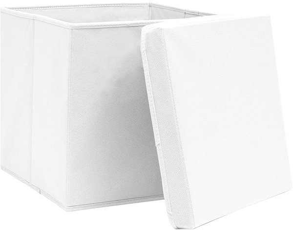 Úložný box SHUMEE Úložné boxy s vekami 10 ks 28 × 28 × 28 cm biele ...