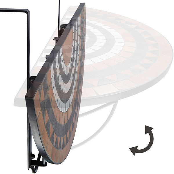 Garden table TecTake Folding table for balcony with mosaic, brown .
