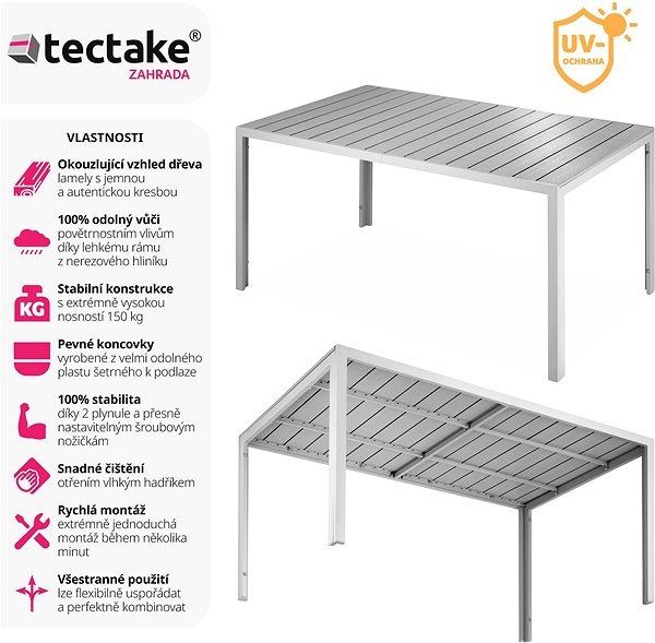 Garden table TecTake Bianca, silver .