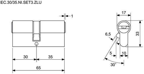 Cylindrická vložka Richter Czech EC.30/35.NI.SET3.ZLU ...