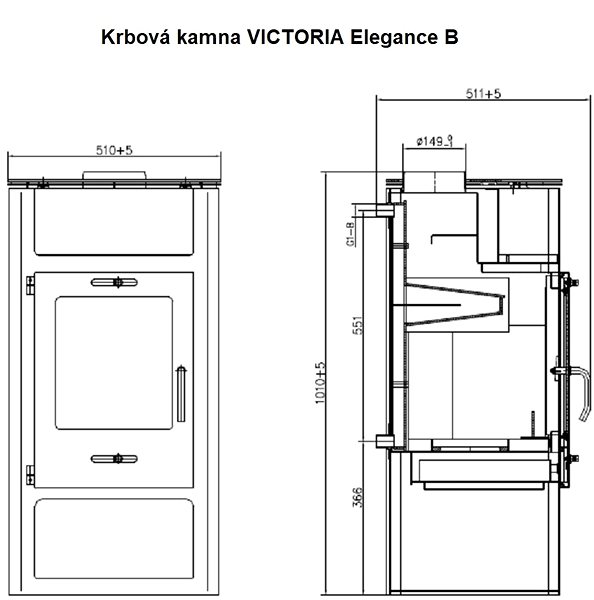 Wood Stove VICTORIA Elegance B Technical draft