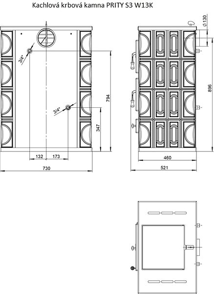 Wood Stove PRITY S3 W13 K Technical draft
