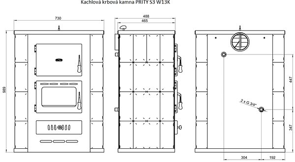 Wood Stove PRITY S3 W13 K Technical draft