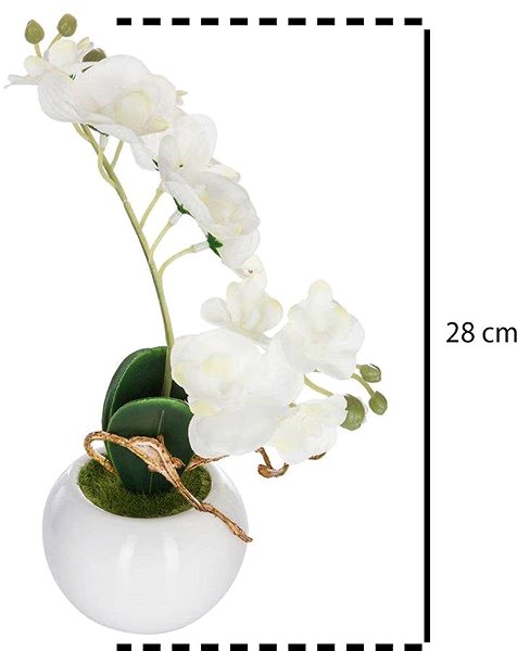 Umelý kvet Atmosphera Biela umelá orchidea v kvetináči, 25 cm ...