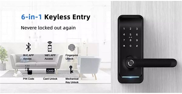 BOT Smart door handle Tuya Smart / Smart Life H2 black .