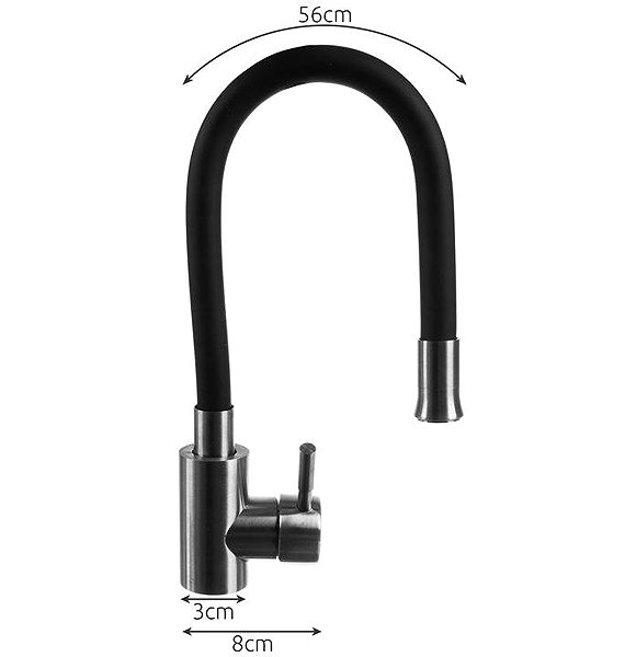 Tap Ruhhy 22821 Stainless steel flexible sink mixer 360° silver black ...