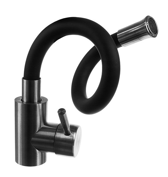 Tap Ruhhy 22821 Stainless steel flexible sink mixer 360° silver black ...
