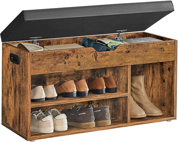 Shoe Rack VASAGLE Shoe rack with seat and storage, vintage, brown 80 × 44 × 30 cm ...