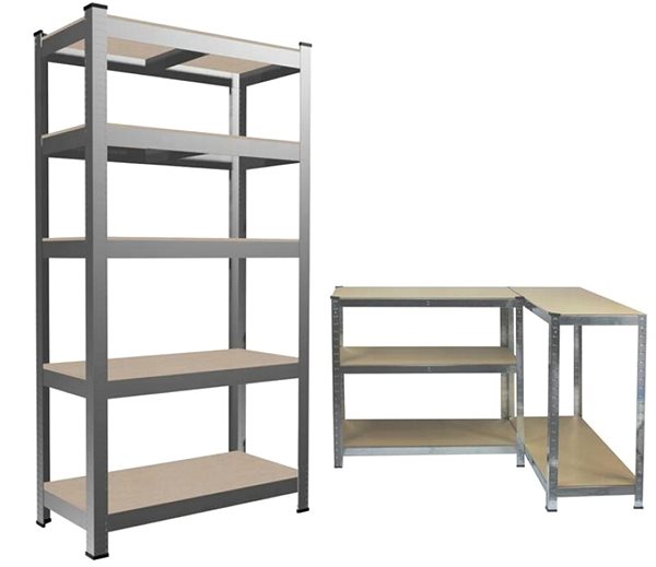 Shelving Unit AGA Metal shelf 180 × 90 × 30 cm, 2 pcs, 5 shelves ...