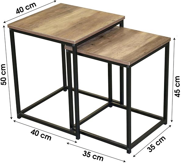 Odkladací stolík DOCHTMANN Joya Odkladací stolík 40 × 40 × 50 cm stohovateľný štvorcový 2 ks ...