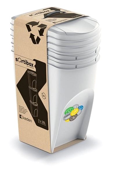 Odpadkový kôš PROSPERPLAST Sortibox 3× 35 l popolavý ...
