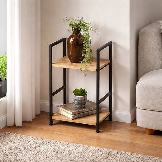 Shelving Unit Dochtmann Shelving unit Colorado, decor oak, metal, 2 shelves, 29 × 23,5 × 48 cm ...
