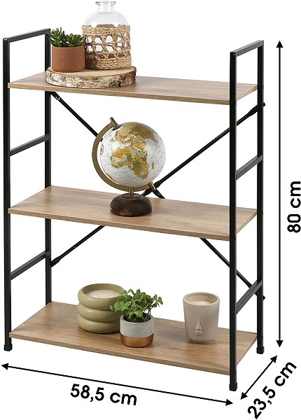 Shelving Unit DOCHTMANN Shelf rack colourado metal 58,5 × 23,5 × 80cm oak ...