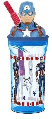Pohár na nápoje Alum Téglik so slamkou a 3D figúrkou Marvel Avengers Capitan America 360 ml ...