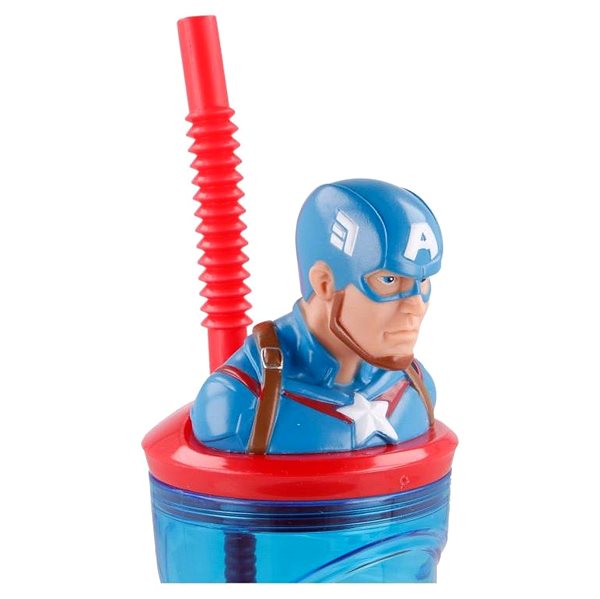 Pohár na nápoje Alum Téglik so slamkou a 3D figúrkou Marvel Avengers Capitan America 360 ml ...